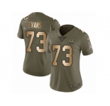 Women Nike Green Bay Packers #73 Jahri Evans Limited Olive Gold 2017 Salute to Service NFL Jersey