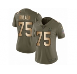 Women Nike Green Bay Packers #75 Bryan Bulaga Limited Olive Gold 2017 Salute to Service NFL Jersey