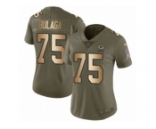 Women Nike Green Bay Packers #75 Bryan Bulaga Limited Olive Gold 2017 Salute to Service NFL Jersey
