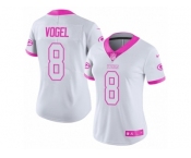 Women Nike Green Bay Packers #8 Justin Vogel Limited White Pink Rush Fashion NFL Jersey