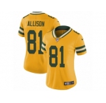 Women Nike Green Bay Packers #81 Geronimo Allison Limited Gold Rush Vapor Untouchable NFL Jersey