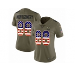 Women Nike Green Bay Packers #88 Ty Montgomery Limited Olive USA Flag 2017 Salute to Service NFL Jersey