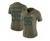 Women Nike Green Bay Packers #95 Ricky Jean-Francois Limited Olive 2017 Salute to Service NFL Jersey