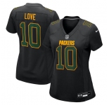 Women's Green Bay Packers #10 Jordan Love Black Fashion Football Stitched Game Jersey