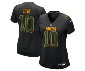 Women's Green Bay Packers #10 Jordan Love Black Fashion Football Stitched Game Jersey