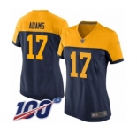 Women's Green Bay Packers #17 Davante Adams Limited Navy Blue Alternate 100th Season Football Jersey