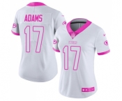 Women's Green Bay Packers #17 Davante Adams Limited White Pink Rush Fashion Football Jersey