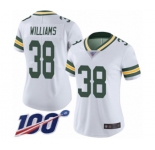 Women's Green Bay Packers #38 Tramon Williams White Vapor Untouchable Limited Player 100th Season Football Jersey