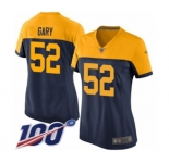 Women's Green Bay Packers #52 Rashan Gary Limited Navy Blue Alternate 100th Season Football Jersey