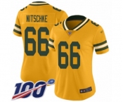 Women's Green Bay Packers #66 Ray Nitschke Limited Gold Inverted Legend 100th Season Football Jersey