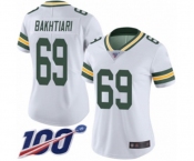 Women's Green Bay Packers #69 David Bakhtiari White Vapor Untouchable Limited Player 100th Season Football Jersey