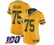 Women's Green Bay Packers #75 Bryan Bulaga Limited Gold Rush Vapor Untouchable 100th Season Football Jersey
