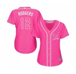 Women's Milwaukee Brewers #12 Aaron Rodgers Authentic Pink Fashion Cool Base Baseball Jersey