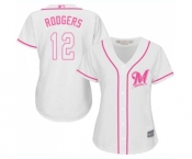 Women's Milwaukee Brewers #12 Aaron Rodgers Authentic White Fashion Cool Base Baseball Jersey