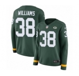 Women's Nike Green Bay Packers #38 Tramon Williams Limited Green Therma Long Sleeve NFL Jersey