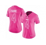 Women's Nike Green Bay Packers #4 Brett Favre Limited Pink Rush Fashion NFL Jersey