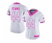 Women's Nike Green Bay Packers #44 James Starks Limited White Pink Rush Fashion NFL Jersey