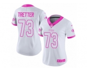 Women's Nike Green Bay Packers #73 JC Tretter Limited White Pink Rush Fashion NFL Jersey