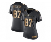 Women's Nike Green Bay Packers #87 Jordy Nelson Limited Black Gold Salute to Service NFL Jersey