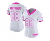 Women's Nike Green Bay Packers #88 Ty Montgomery White Pink Stitched NFL Limited Rush Fashion Jersey