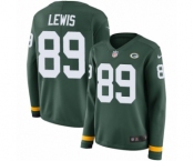 Women's Nike Green Bay Packers #89 Marcedes Lewis Limited Green Therma Long Sleeve NFL Jersey