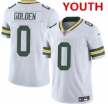 Youth Green Bay Packers #0 matthew golden white 2025 vapor untouchable limited stitched football jersey
