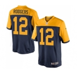 Youth Green Bay Packers #12 Aaron Rodgers Limited Navy Blue Alternate Football Jersey