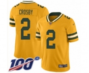 Youth Green Bay Packers #2 Mason Crosby Limited Gold Inverted Legend 100th Season Football Jersey