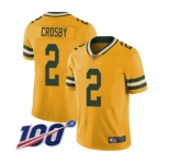 Youth Green Bay Packers #2 Mason Crosby Limited Gold Rush Vapor Untouchable 100th Season Football Jersey