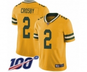 Youth Green Bay Packers #2 Mason Crosby Limited Gold Rush Vapor Untouchable 100th Season Football Jersey