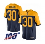Youth Green Bay Packers #30 Jamaal Williams Limited Navy Blue Alternate 100th Season Football Jersey