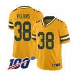 Youth Green Bay Packers #38 Tramon Williams Limited Gold Inverted Legend 100th Season Football Jersey