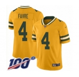 Youth Green Bay Packers #4 Brett Favre Limited Gold Inverted Legend 100th Season Football Jersey