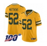 Youth Green Bay Packers #52 Clay Matthews Limited Gold Inverted Legend 100th Season Football Jersey