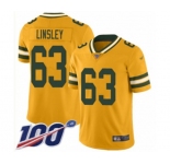 Youth Green Bay Packers #63 Corey Linsley Limited Gold Inverted Legend 100th Season Football Jersey