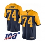 Youth Green Bay Packers #74 Elgton Jenkins Limited Navy Blue Alternate 100th Season Football Jersey