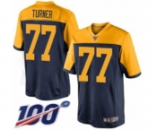 Youth Green Bay Packers #77 Billy Turner Limited Navy Blue Alternate 100th Season Football Jersey