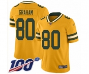 Youth Green Bay Packers #80 Jimmy Graham Limited Gold Inverted Legend 100th Season Football Jersey