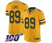Youth Green Bay Packers #89 Marcedes Lewis Limited Gold Inverted Legend 100th Season Football Jersey