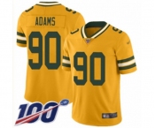 Youth Green Bay Packers #90 Montravius Adams Limited Gold Inverted Legend 100th Season Football Jersey