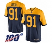 Youth Green Bay Packers #91 Preston Smith Limited Navy Blue Alternate 100th Season Football Jersey