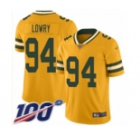 Youth Green Bay Packers #94 Dean Lowry Limited Gold Inverted Legend 100th Season Football Jersey
