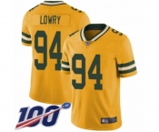 Youth Green Bay Packers #94 Dean Lowry Limited Gold Rush Vapor Untouchable 100th Season Football Jersey