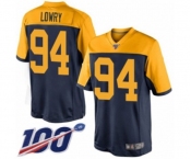 Youth Green Bay Packers #94 Dean Lowry Limited Navy Blue Alternate 100th Season Football Jersey
