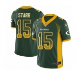 Youth Nike Green Bay Packers #15 Bart Starr Limited Green Rush Drift Fashion NFL Jersey