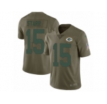 Youth Nike Green Bay Packers #15 Bart Starr Limited Olive 2017 Salute to Service NFL Jersey