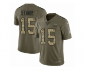 Youth Nike Green Bay Packers #15 Bart Starr Limited Olive Camo 2017 Salute to Service NFL Jersey