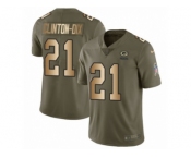 Youth Nike Green Bay Packers #21 Ha Ha Clinton-Dix Limited Olive Gold 2017 Salute to Service NFL Jersey