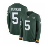 Youth Nike Green Bay Packers #5 Paul Hornung Limited Green Therma Long Sleeve NFL Jersey