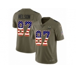 Youth Nike Green Bay Packers #87 Jordy Nelson Limited Olive USA Flag 2017 Salute to Service NFL Jersey